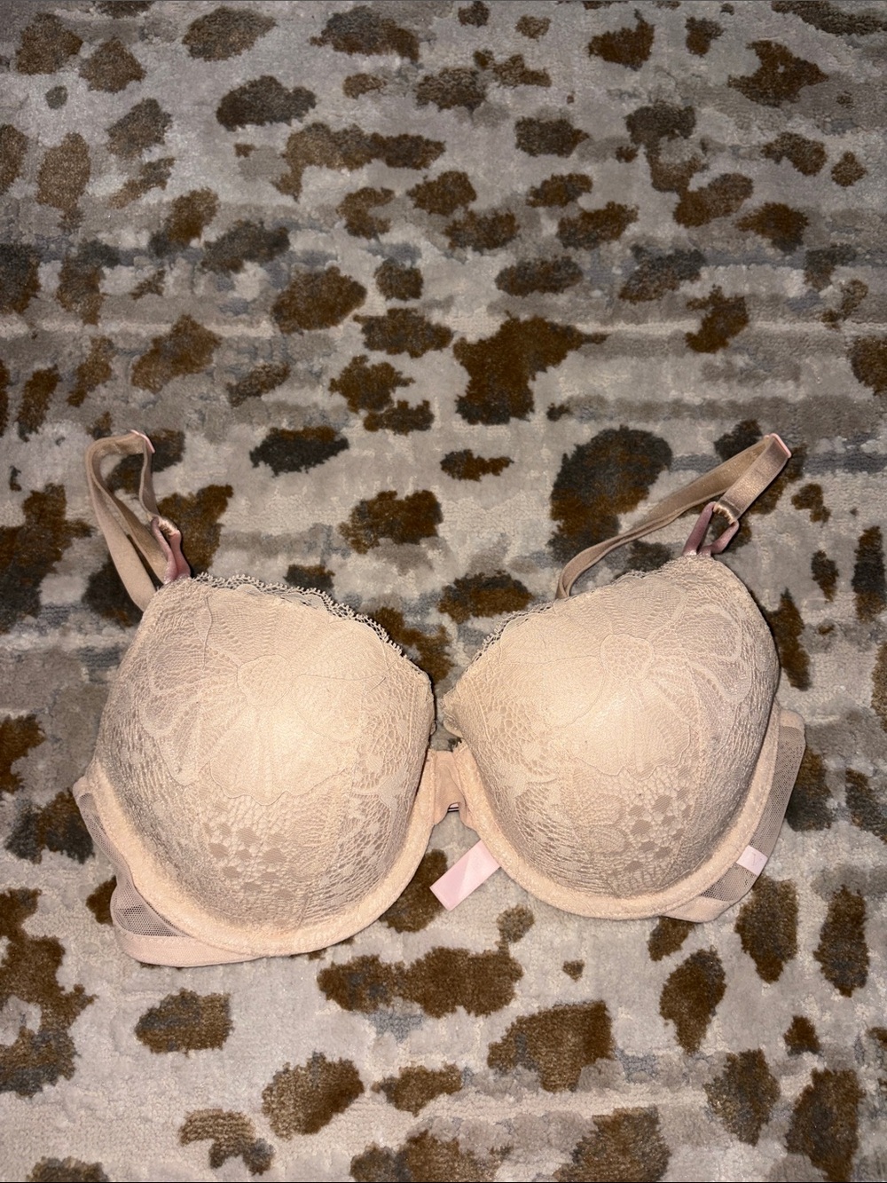 Light pink lace lined demi bra with convertible straps